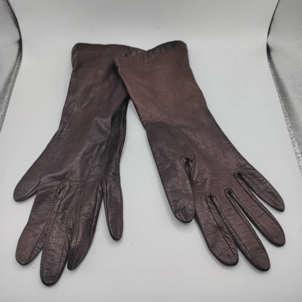 French Kidskins Gloves Silk‎ Lined Brown Leather Soft Size 6 Driving Women's